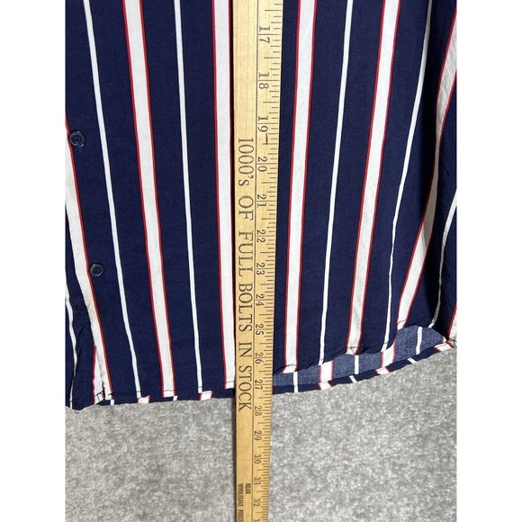 Denim & Flower Ricky Singh Blue Striped Short Sleeve Button Up Shirt Men Size XL - Picture 13 of 13